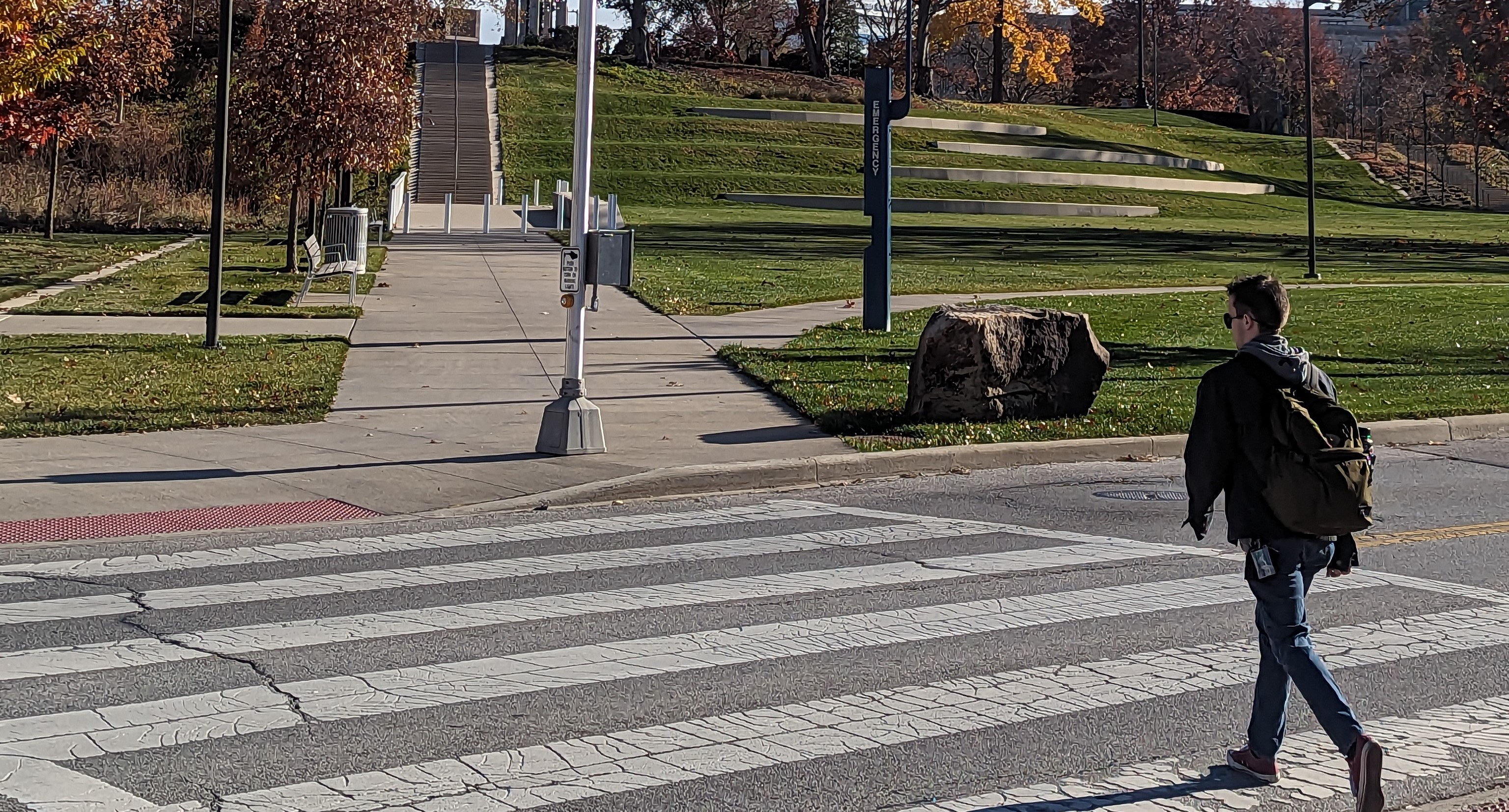 A high visibility crosswalk in University Circle