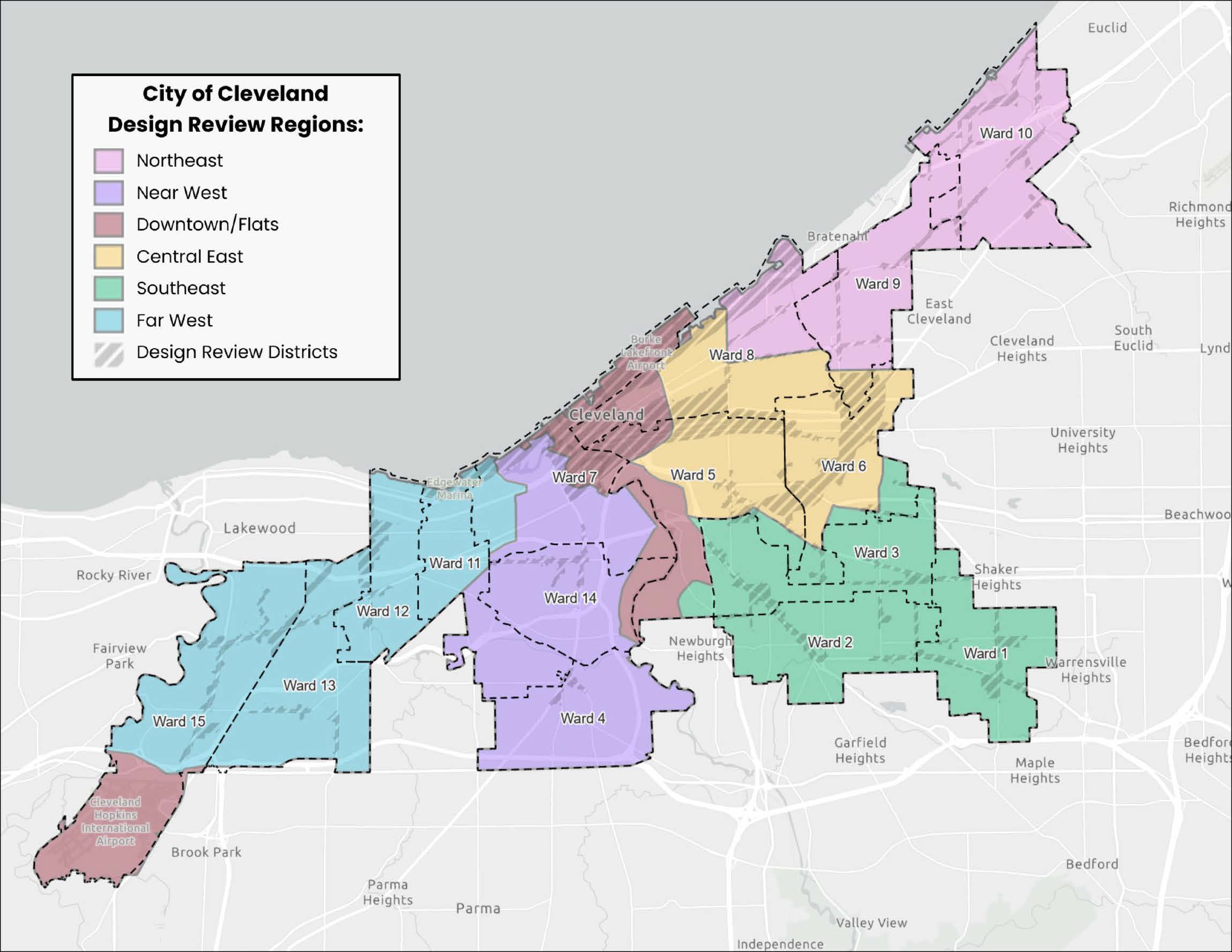 Design Review Regions and Wards Map