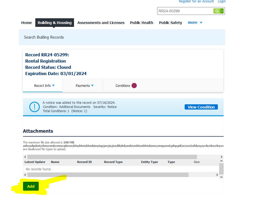 Screenshot of application