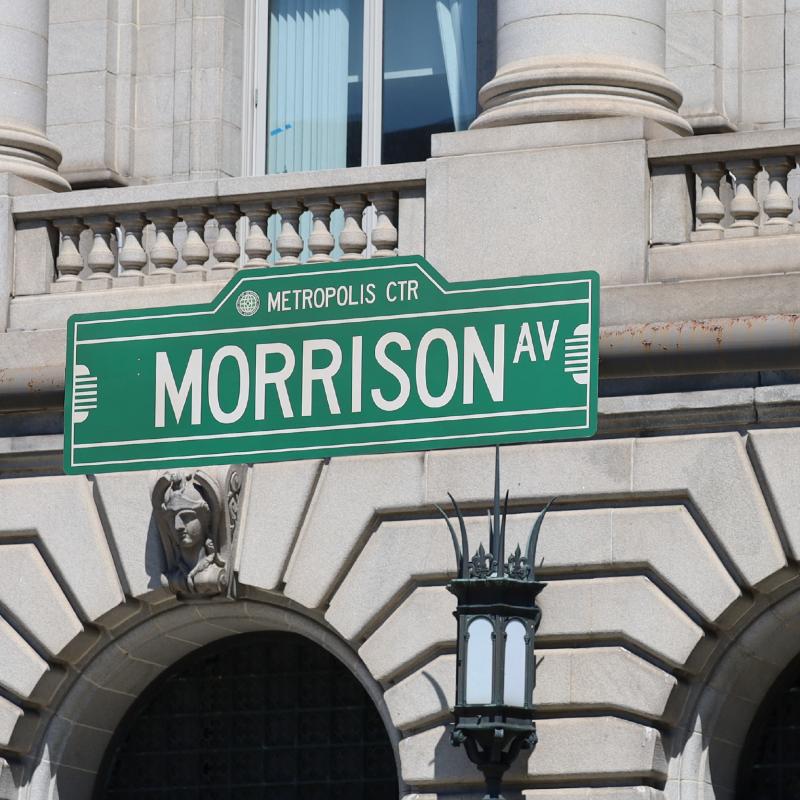 Morrison Avenue Sign in front of Cleveland City Hall