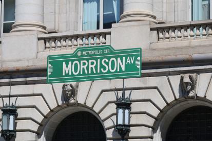 Morrison Avenue Sign in front of Cleveland City Hall