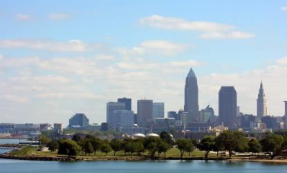 enhanced park improvement Cleveland skyline