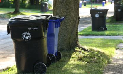 trash cans on tree lawn