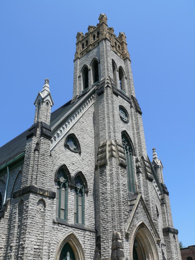 Church tower; Photo - Dan Musson, Landmarks Commission
