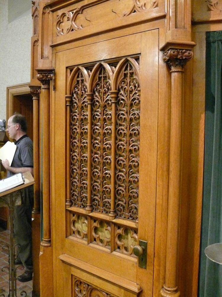 Confessional door; Photo - Dan Musson, Landmarks Commission