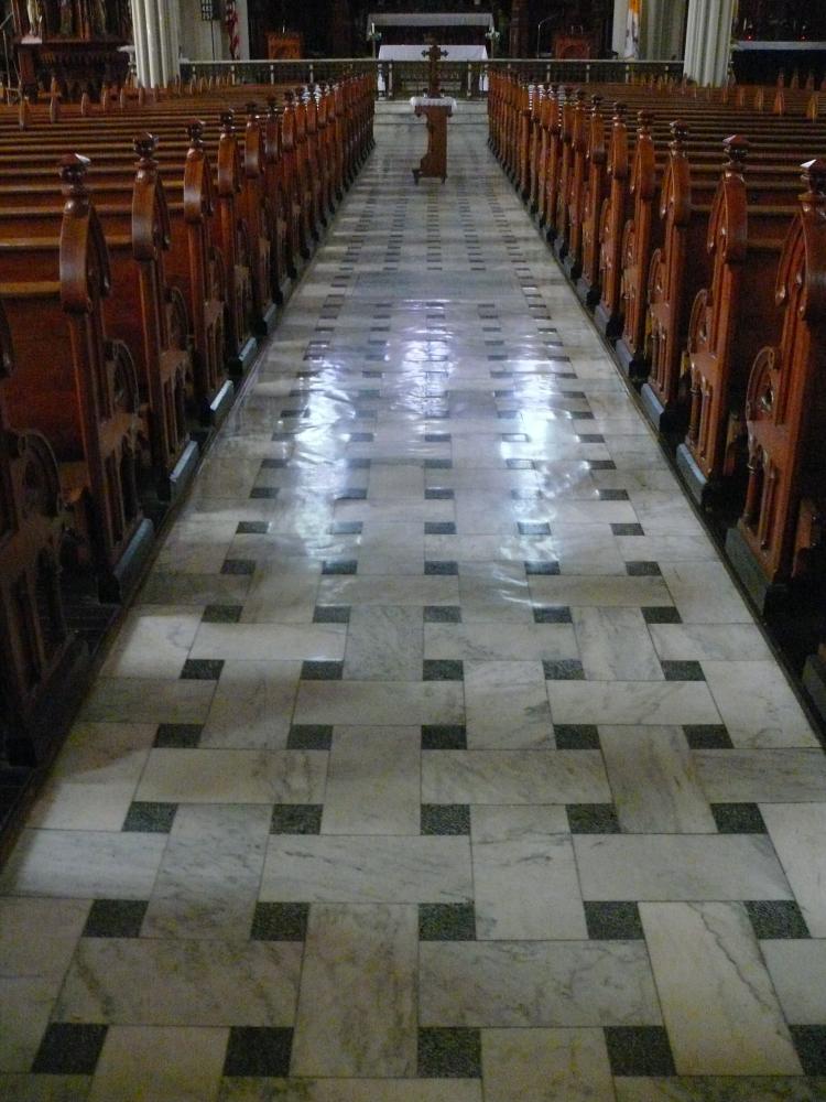 Central aisle; Photo - Dan Musson, Landmarks Commission