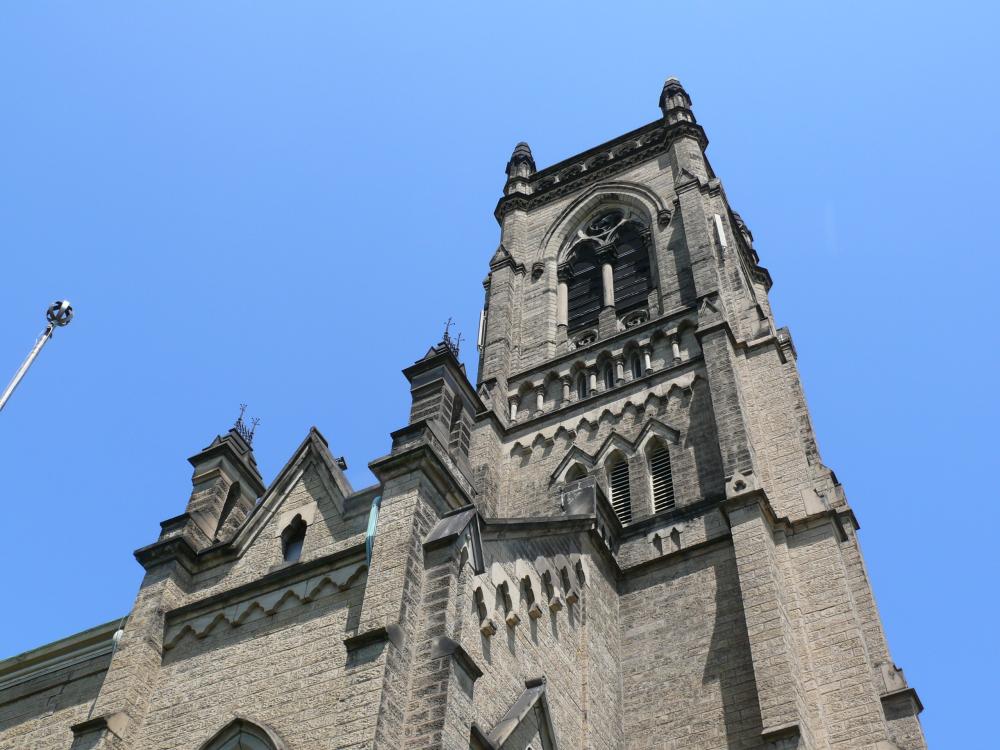 Church tower; Photo - Dan Musson, Landmarks Commission